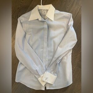 Brooks Brothers Blue and White Striped French Cuff No Iron
